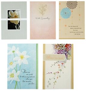 hallmark sympathy cards assortment pack (5 condolence cards with envelopes)