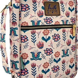 Bible Cover Bag for Women, Floral Bible Bag with Handle, Pockets and Zipper for Standard and Large Size Study Bible Case 10.2" X 2.7" X 7.5"