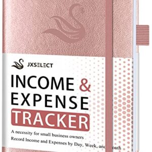 JXSELECT Elegant Income and Expense Tracker Notebook – Accounting Ledger Book for Small Business Owners – Income and Expense Log Book with – Undated Bookkeeping Record Book, 5.7″ x 8.5″ (Rose Gold)