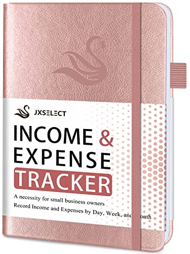 JXSELECT Elegant Income and Expense Tracker Notebook – Accounting Ledger Book for Small Business Owners – Income and Expense Log Book with – Undated Bookkeeping Record Book, 5.7″ x 8.5″ (Rose Gold)