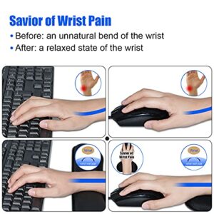 JIKIOU Upgrade Enlarge Gel Memory Foam Set Keyboard Wrist Rest Pad, Mouse Wrist Cushion Support for Office, Computer, Laptop, Mac, Comfortable, Lightweight for Easy Typing Pain Relief, Black