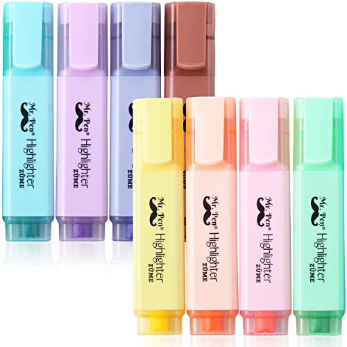 Mr. Pen- Pastel Highlighter, 8 pcs, Tank Style, Chisel Tip, Highlighters Pastel, Bible Highlighter, Aesthetic School Supplies, Cute School Supplies, Aesthetic Cute Highlighters, Highlighters No Bleed