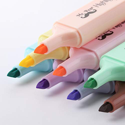 Mr. Pen- Pastel Highlighter, 8 pcs, Tank Style, Chisel Tip, Highlighters Pastel, Bible Highlighter, Aesthetic School Supplies, Cute School Supplies, Aesthetic Cute Highlighters, Highlighters No Bleed