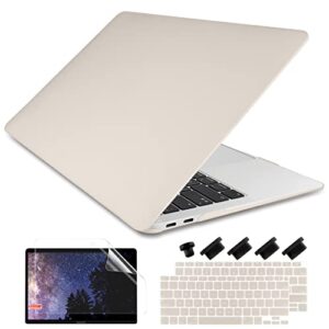 DONGKE Compatible with MacBook Air 13 inch Case 2021 2020 2019 2018 Release Model: M1 A2337 A2179 A1932, Matte Hard Case Cover for MacBook Air 13 inch with Retina Display Fits Touch ID - Stone