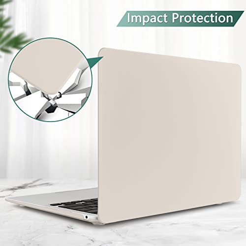 DONGKE Compatible with MacBook Air 13 inch Case 2021 2020 2019 2018 Release Model: M1 A2337 A2179 A1932, Matte Hard Case Cover for MacBook Air 13 inch with Retina Display Fits Touch ID - Stone