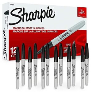 black permanent markers – black permanent marker – fine point marker – fine tip permanent marker – black markers – magic marker – school and office – 12 pen markers – dean products