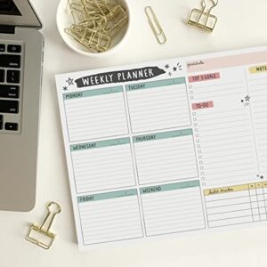 Weekly Planner Notepad - 52 Tear-Off Sheets, 8.5 x 11” Notepad Goal Tracker Organizer with Space for Daily Schedule, To Do List, Notes, and Habit Tracker