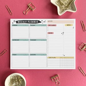 Weekly Planner Notepad - 52 Tear-Off Sheets, 8.5 x 11” Notepad Goal Tracker Organizer with Space for Daily Schedule, To Do List, Notes, and Habit Tracker