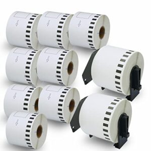 betckey – compatible continuous label replacement for brother dk-2205 (2-3/7″ x 100′), use with brother ql label printers [10 rolls/ + 2 reusable holder frames]