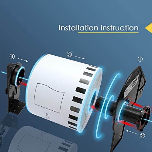 BETCKEY - Compatible Continuous Label Replacement for Brother DK-2205 (2-3/7" x 100'), Use with Brother QL Label Printers [10 Rolls/ + 2 Reusable Holder Frames]