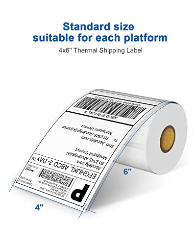 4"x6" Direct Thermal Shipping Label Compatible with Zebra, JADENS, iDPRT SP410, POLONO Perforated Postage Label Paper for MUNBYN, Rollo, Jiose, Permanent Adhesive, Commercial Grade, 200 Labels/Roll