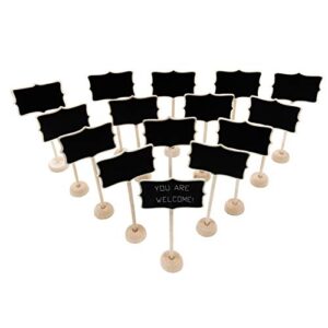 15 pack wood mini chalkboard signs with support easels, place cards, small rectangle chalkboards blackboard for weddings, birthday parties, message board signs and special event decorations