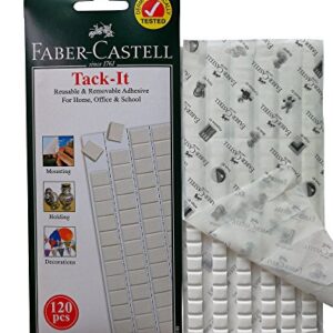 Faber-Castell Reusable Removable Adhesive Tacky Putty White Tack, Poster & Multipurpose Wall Safe Sticky Tack (120 Pieces)