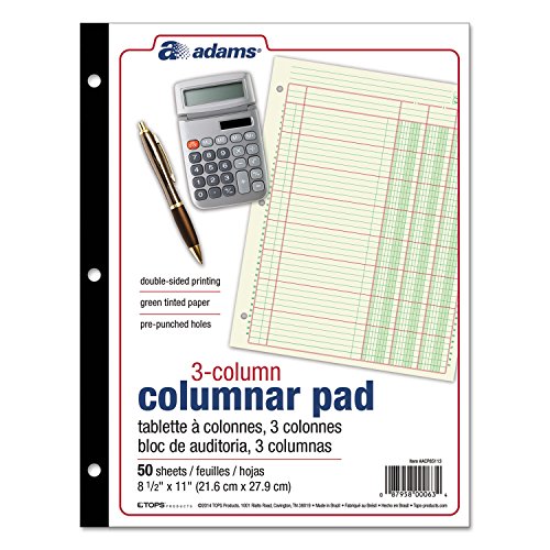 CARDINAL BRANDS INC. - Columnar Analysis Pad, 3 Column, 8 1/2 X 11, Single Page Format, 50 Sheets/pad ( ABFACP85113 ) ( ACP85113 )