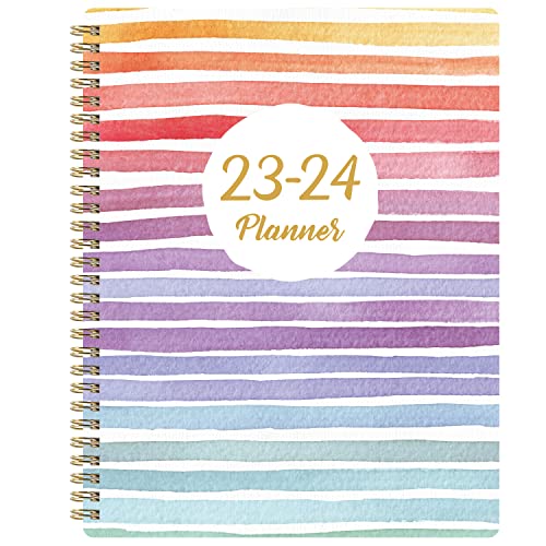 2023-2024 Planner - Academic Planner 2023-2024, 8" x 10", Jul. 2023 - Jun. 2024, Weekly Monthly Planner with Marked Tabs + Thick Paper + Contacts + Calendar + Holidays + Twin-Wire Binding - Rainbow