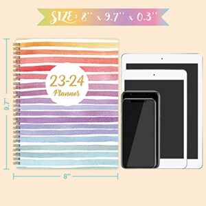 2023-2024 Planner - Academic Planner 2023-2024, 8" x 10", Jul. 2023 - Jun. 2024, Weekly Monthly Planner with Marked Tabs + Thick Paper + Contacts + Calendar + Holidays + Twin-Wire Binding - Rainbow