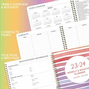 2023-2024 Planner - Academic Planner 2023-2024, 8" x 10", Jul. 2023 - Jun. 2024, Weekly Monthly Planner with Marked Tabs + Thick Paper + Contacts + Calendar + Holidays + Twin-Wire Binding - Rainbow