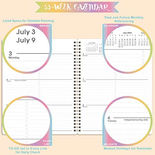 2023-2024 Planner - Academic Planner 2023-2024, 8" x 10", Jul. 2023 - Jun. 2024, Weekly Monthly Planner with Marked Tabs + Thick Paper + Contacts + Calendar + Holidays + Twin-Wire Binding - Rainbow