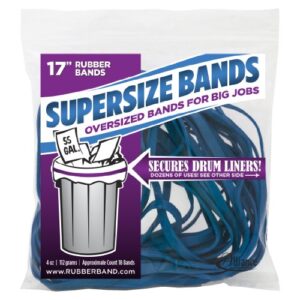 alliance rubber 08995 supersize bands, 17″ blue large heavy duty latex rubber bands (4 ounce resealable bag contains approx. 12 bands)