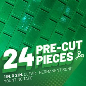 Krazy Tape Clear Double Sided Mounting Tape, 2 Sided Tape, 1" x 2" Clear Adhesive Strips (Pack of 24 Pre-Cut Pieces)