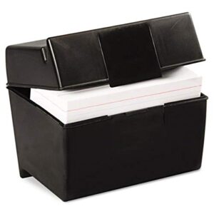 oxford plastic index card box, 4 x 6 inches, 400 card capacity, black (01461)