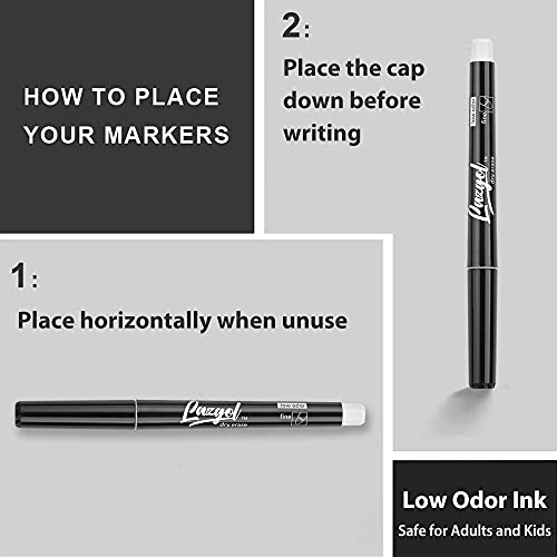 Dry Erase Markers Bulk, LAZGOL 60 Pack Black Low Odor Whiteboard Markers, Fine Point Dry Erase Markers Perfect for Writing on Dry Erase Whiteboard Mirror Glass for School Office Home