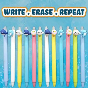 BunMo Erasable Cute Pens - Cute Kawaii Accessories - 12 Ink Pens Include 12 Extra Kawaii Pen Ink Refills. Great Easter Basket Stuffers or Easter Basket Stuffers For Girls