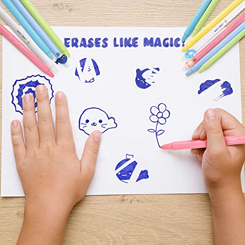 BunMo Erasable Cute Pens - Cute Kawaii Accessories - 12 Ink Pens Include 12 Extra Kawaii Pen Ink Refills. Great Easter Basket Stuffers or Easter Basket Stuffers For Girls