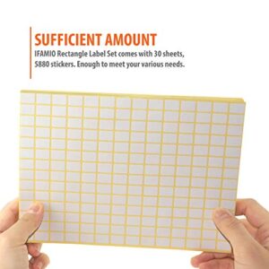 Pack of 5880, 30 Sheet White Rectangle Labels Small Blank Stickers Self Adhesive Writable Stickers for Office Home DIY Craft Supplies 0.35 x 0.5 inch