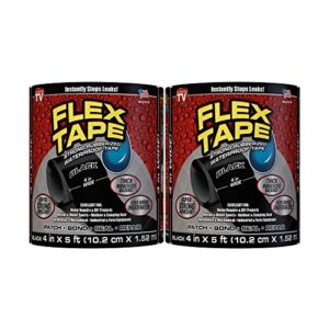 flex tape rubberized waterproof tape, 4″ x 5′, black (2 pack)