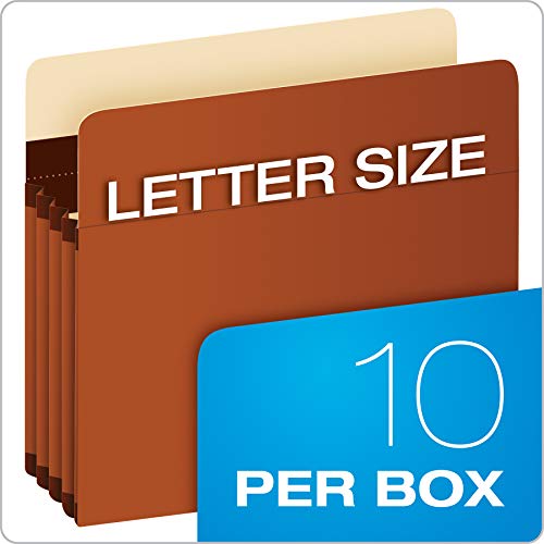 Pendaflex Expanding Accordion File Pockets, Extra Durable, Expands 3.5", Letter Size, Reinforced with Dupont Tyvek Material, 10/Box (15421) , Brown