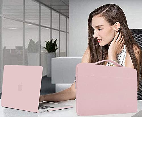 MOSISO Compatible with MacBook Air 13.6 inch Case 2022 2023 Release A2681 with M2 Chip Touch ID, Plastic Hard Shell Case&Carrying Sleeve Bag&Keyboard Cover&Webcam Cover&Screen Protector, Baby Pink