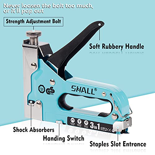 SHALL Staple Gun Heavy Duty, 3-in-1 Upholstery Staple Gun Kit with 3000 Staples, Staple Remover, Manual Brad Nailer with Specific Staples Outlet Position Indicator