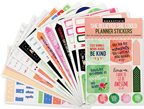 Essential Weekly Planner Stickers - She Believed She Could (Set of 160 Stickers)