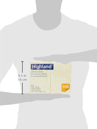 Highland Sticky Notes, 4 x 6 Inches, Yellow, 12 Pack (6609)