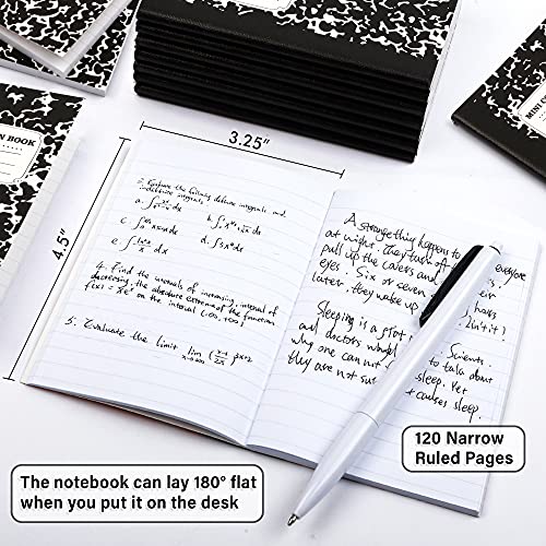 Mini Composition Notebook, Cute 30 Pack Black Narrow Ruled Mini Composition Books Bulk by Feela, Small Pocket Marble Journal Notebooks for Kids Students College Office, Pocket Size 4.5 x 3.25 in