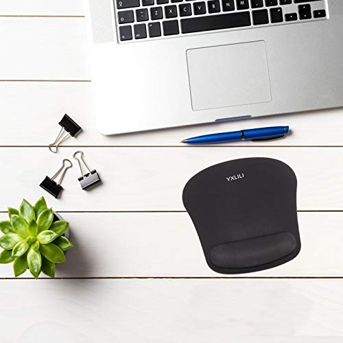 YXLILI Ergonomic Mouse Pad with Wrist Support, Gaming Mouse Mat with Gel Wrist Rest, Easy Typing & Pain Relief, Non-Slip Rubber Base, Waterproof Mousepads for Home Office Working Studying -Black