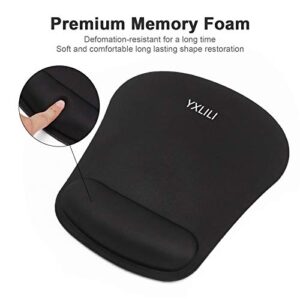 YXLILI Ergonomic Mouse Pad with Wrist Support, Gaming Mouse Mat with Gel Wrist Rest, Easy Typing & Pain Relief, Non-Slip Rubber Base, Waterproof Mousepads for Home Office Working Studying -Black