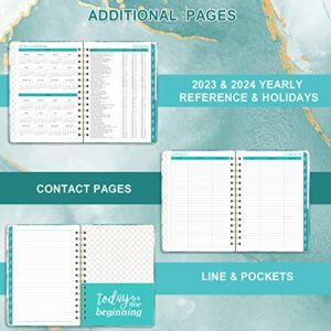 Planner 2023-2024 - July 2023-June 2024, 2023-2024 Academic Weekly & Monthly Planner with Tabs, 6.4" x 8.5", Hardcover with Back Pocket + Thick Paper + Twin-Wire Binding - Green