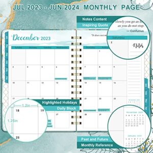 Planner 2023-2024 - July 2023-June 2024, 2023-2024 Academic Weekly & Monthly Planner with Tabs, 6.4" x 8.5", Hardcover with Back Pocket + Thick Paper + Twin-Wire Binding - Green