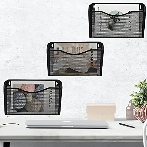 COSYAWN 3 Pack Mesh Wall Mounted File Holder Hanging Wall File Organizers for Home and Office
