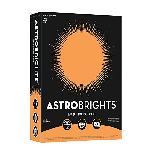 Neenah Astrobrights Bright Color Paper, 8 1/2in. x 11in., 24 Lb, FSC Certified, Cosmic Orange, Ream Of 500 Sheets, 21658