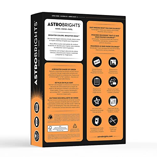 Neenah Astrobrights Bright Color Paper, 8 1/2in. x 11in., 24 Lb, FSC Certified, Cosmic Orange, Ream Of 500 Sheets, 21658