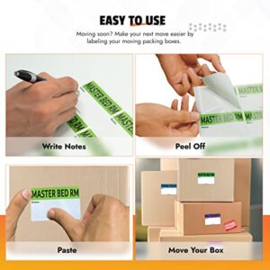 Labelinn Moving Labels for Boxes 640 Pcs - 2 x 3 inches Non-Removable Moving Stickers for Boxes Color Coded 64 Sheets with 10 Labels Each – 16 Designs Including Fragile & Customizable Blanks