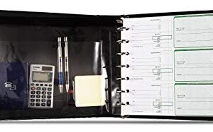 Executive 7 Ring Check Binder, 500 Check Capacity, for 9x13 Inch Sheets, with 6 Year Calendar Organizer, Sleek Business Design, Premium Quality - Black (11703)