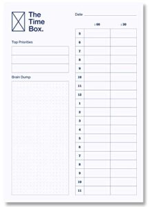 the time box daily time management planner – time blocking to do list planning pad, blank hourly notepad – personal organizer notepad for work – brain dump agenda notebook – 60 undated sheets 7″ x 10″