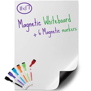 usa made magnetic dry erase whiteboard sheet 17″ x 11″ with a set of 6 markers