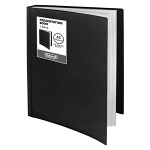 dunwell binder with plastic sleeves 48-pocket – presentation book 8.5×11 displays 96 pages (black), portfolio folder with 8.5 x 11 sheet protectors, letter size display book for documents, artwork