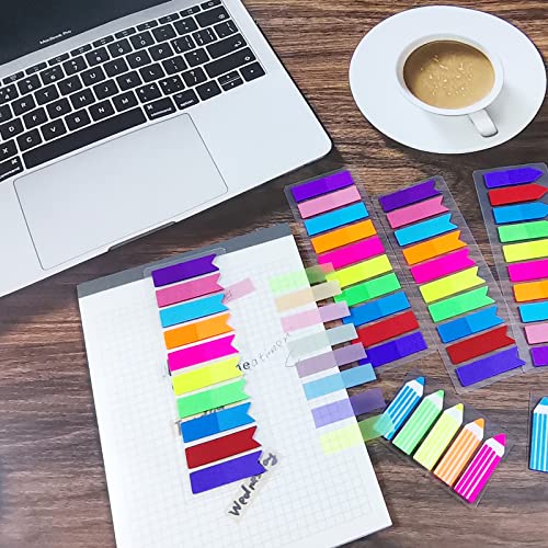 ELII 1600pcs Tabs Page Markers Sticky Index Tabs,Book Tabs Arrow Flags Transparent Sticky Notes Colored Writable and Repositionable Book Flags Annotation Tabs,Page Tabs[10 Colors, 8 Sets] (1600)