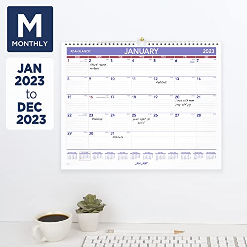 AT-A-GLANCE 2023 Wall Calendar, 15" x 12", Medium Wide, Spiral Bound, Monthly (PM828)